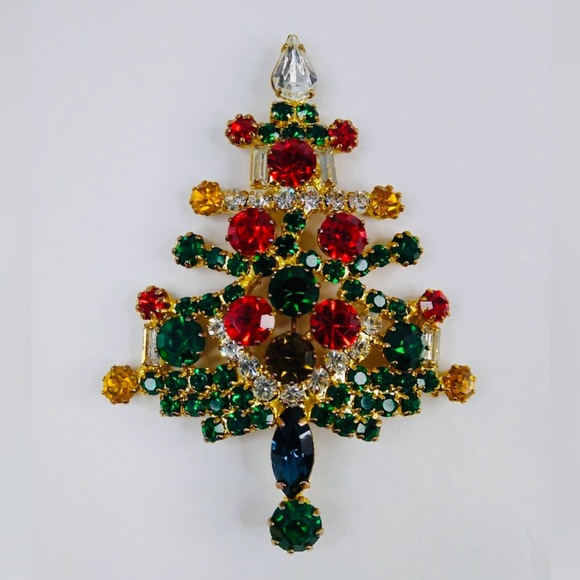 Vintage LARGE (3.5” long) prong set Christmas pin EUC - Picture 1 of 9